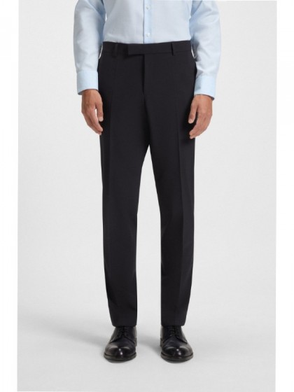 BLUE SLIM FIT WOOL BLEND PANTS