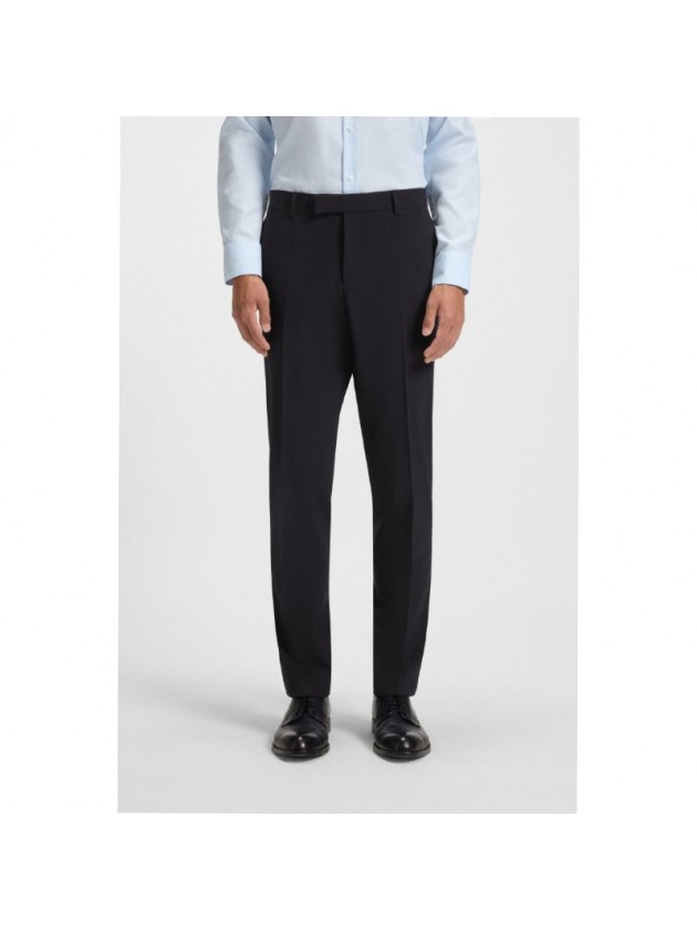 BLUE SLIM FIT WOOL BLEND PANTS