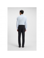 BLUE SLIM FIT WOOL BLEND PANTS