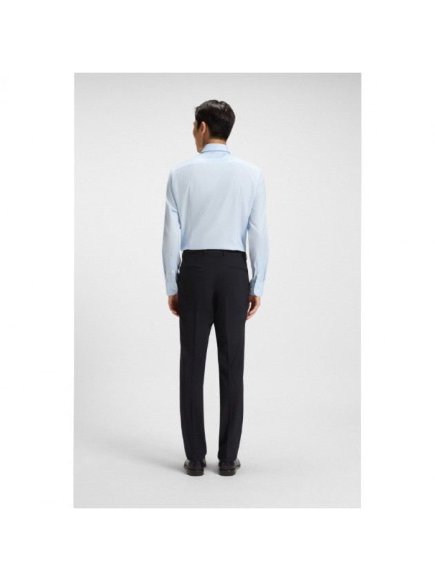 BLUE SLIM FIT WOOL BLEND PANTS