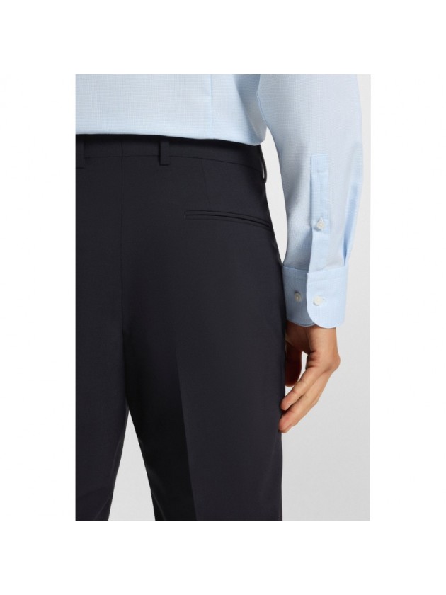 BLUE SLIM FIT WOOL BLEND PANTS