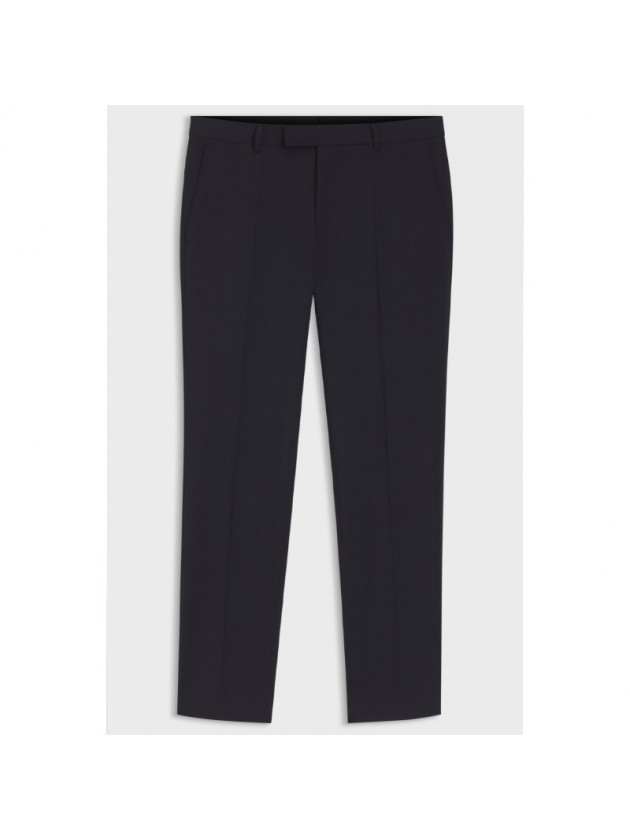 BLUE SLIM FIT WOOL BLEND PANTS