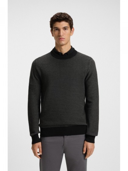 BOSS COTTON-BLEND SWEATER WITH TWO TONE STRUCTURE