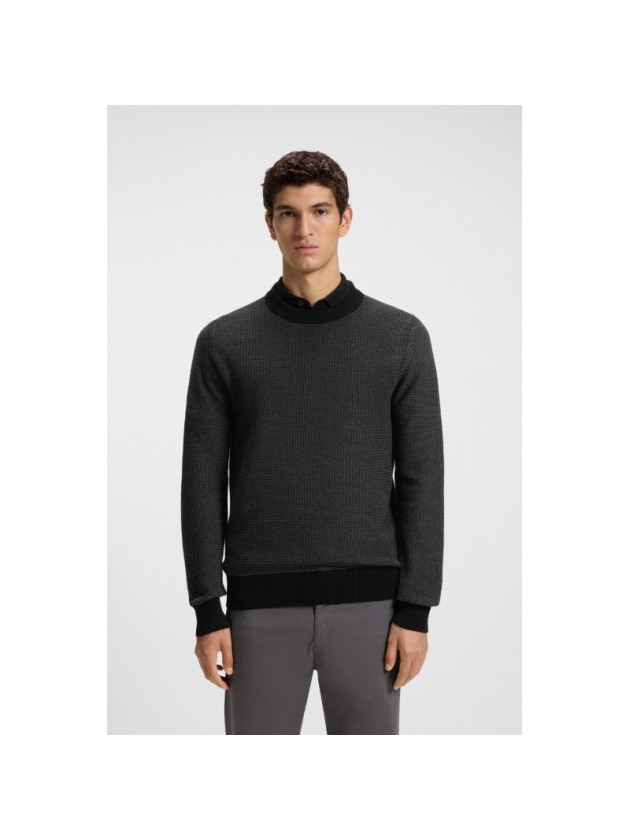 BOSS COTTON-BLEND SWEATER WITH TWO TONE STRUCTURE