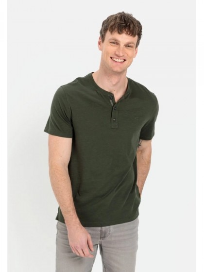 CAMEL ACTIVE T-SHIRT HENLEY MAO LEAF GREEN