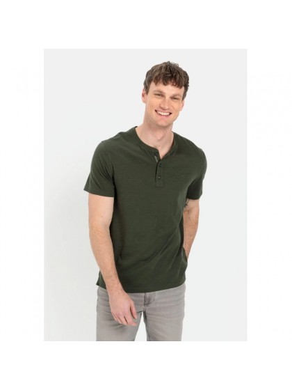 CAMEL ACTIVE T-SHIRT HENLEY MAO LEAF GREEN
