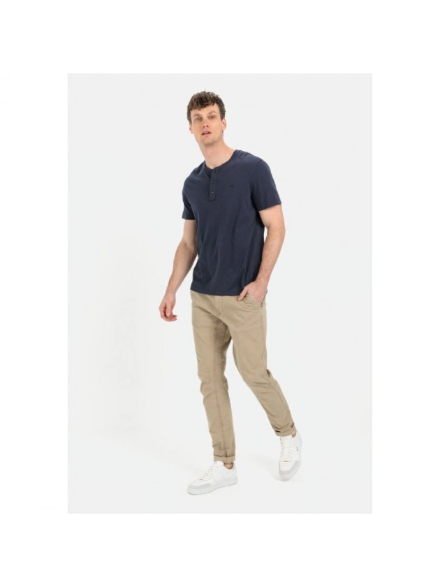 CAMEL ACTIVE T-SHIRT HENLEY MAO NIGHT BLUE