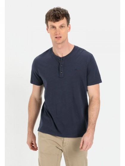 CAMEL ACTIVE T-SHIRT HENLEY MAO NIGHT BLUE