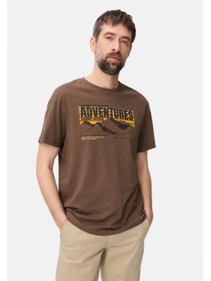 CAMEL ACTIVE T-SHIRT PRINTED MUD BROWN