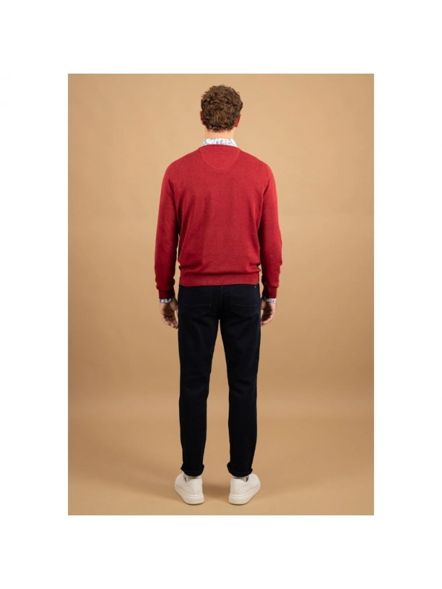 FYNCH HATTON ΠΛΕΚΤΟ ΜΟΝΟΧΡΩΜΟ ΜΕ V  ΜΠΟΡΝΤΩ