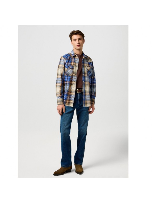 WRANGLER  ΠΟΥΚΑΜΙΣΟ ΚΑΡΩ ΤΑΜΠΑ-ΜΠΛΕ