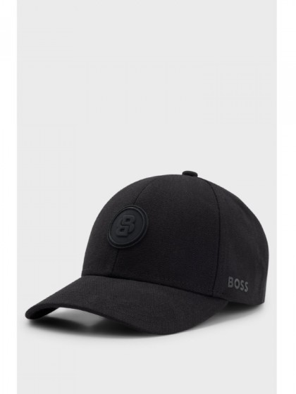 BOSS ΚΑΠΕΛΟ ΜΑΥΡΟ COTTON CANVAS ΜΕ ΜΟΝΟΓΡΑΜΜΑ DOUBLE B