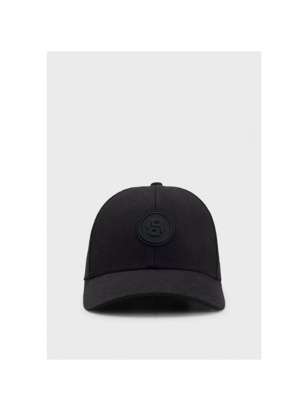 BOSS ΚΑΠΕΛΟ ΜΑΥΡΟ COTTON CANVAS ΜΕ ΜΟΝΟΓΡΑΜΜΑ DOUBLE B