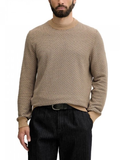 BOSS COTTON-BLEND SWEATER WITH TWO TONE STRUCTURE