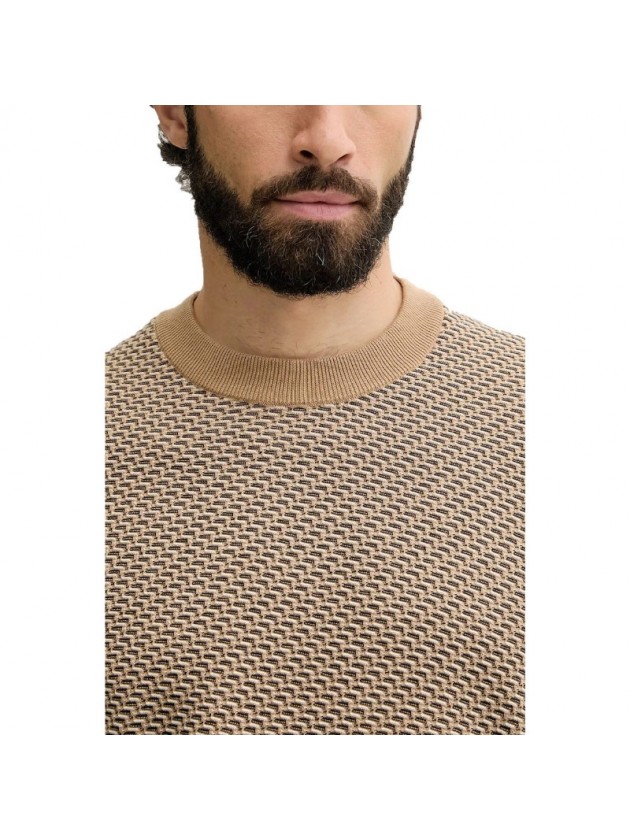 BOSS COTTON-BLEND SWEATER WITH TWO TONE STRUCTURE