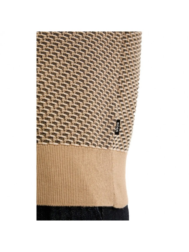 BOSS COTTON-BLEND SWEATER WITH TWO TONE STRUCTURE