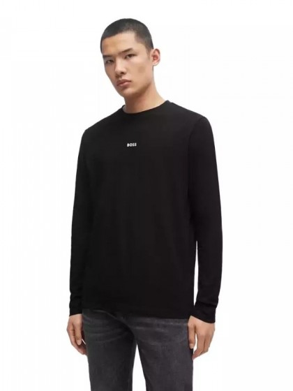 BOSS T-SHIRT ΜΑΚΡΥΜΑΝΙΚΟ ΜΑΥΡΟ REGULAR FIT