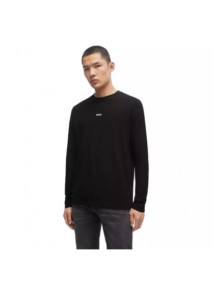 BOSS T-SHIRT ΜΑΚΡΥΜΑΝΙΚΟ ΜΑΥΡΟ REGULAR FIT