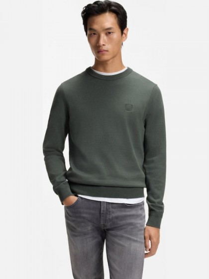 BOSS KHAKI CREW-NECK KNITWEAR