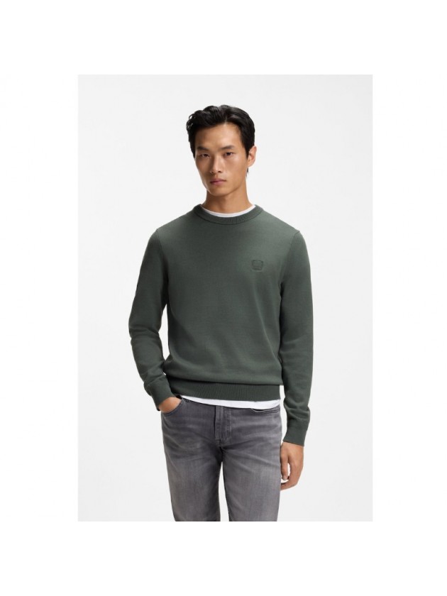 BOSS KHAKI CREW-NECK KNITWEAR