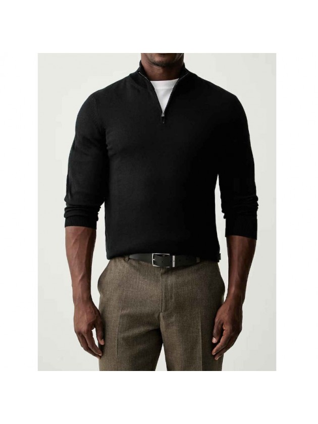 BOSS BLACK MERINO WOOL SWEATER WITH ZIPPER NECK