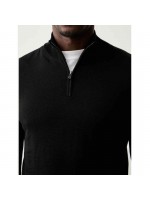 BOSS BLACK MERINO WOOL SWEATER WITH ZIPPER NECK