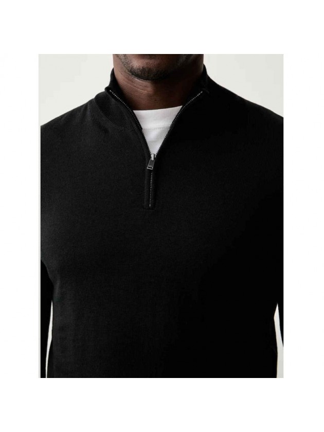 BOSS BLACK MERINO WOOL SWEATER WITH ZIPPER NECK