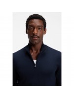 BOSS BLUE MERINO WOOL SWEATER WITH ZIPPER NECK