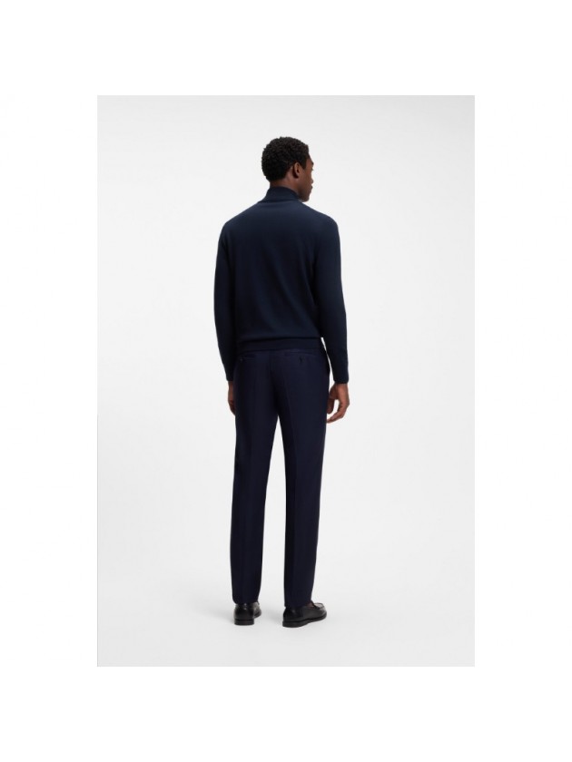 BOSS BLUE MERINO WOOL SWEATER WITH ZIPPER NECK