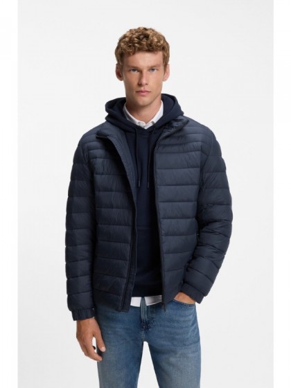 BOSS DARK BLUE SLIM-FIT QUILTED JACKET