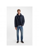 BOSS DARK BLUE SLIM-FIT QUILTED JACKET