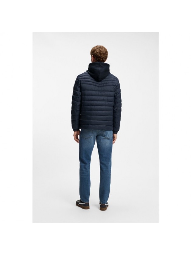 BOSS DARK BLUE SLIM-FIT QUILTED JACKET