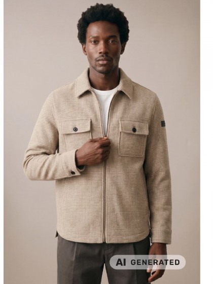 FYNCH-HATTON OVERSHIRT ΑΠΟ ΜΑΛΛΙΝΟ ΜΕΙΓΜΑ ΜΕ ΤΣΕΠΕΣ ΣΤΟ ΣΤΗΘΟΣ