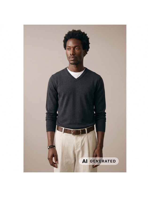 FYNCH-HATTON BLACK V-NECK COTTON SWEATER