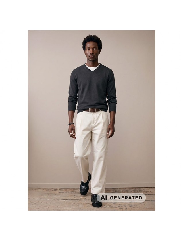 FYNCH-HATTON BLACK V-NECK COTTON SWEATER