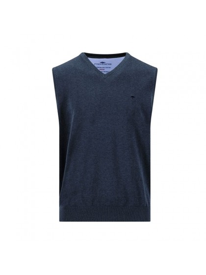 FYNCH-HATTON TAUPE V-NECK COTTON SWEATER VEST