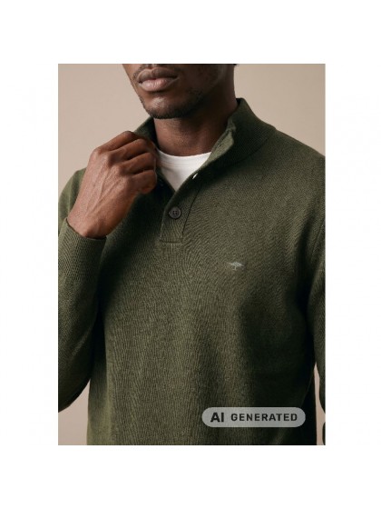 FYNCH-HATTON GREEN COTTON TROYER WITH BUTTON PLACKET