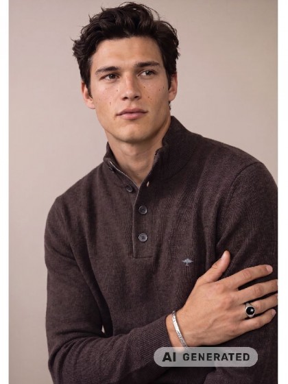 FYNCH-HATTON BROWN COTTON TROYER WITH BUTTON PLACKET