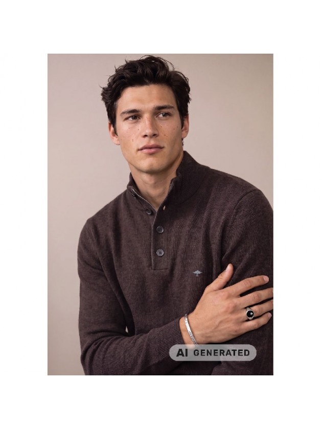 FYNCH-HATTON BROWN COTTON TROYER WITH BUTTON PLACKET