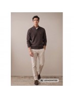 FYNCH-HATTON BROWN COTTON TROYER WITH BUTTON PLACKET