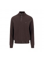 FYNCH-HATTON BROWN COTTON TROYER WITH BUTTON PLACKET