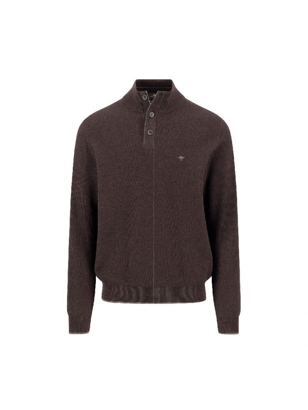 FYNCH-HATTON BROWN COTTON TROYER WITH BUTTON PLACKET