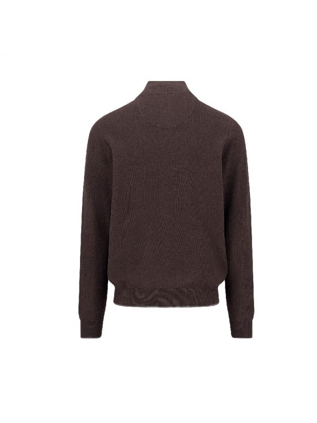 FYNCH-HATTON BROWN COTTON TROYER WITH BUTTON PLACKET
