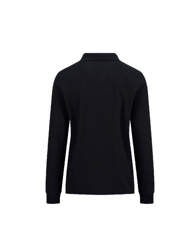 FYNCH-HATTON BLACK LONG-SLEEVE STRUCTURED COTTON POLO SHIRT