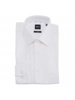 BOSS ΠΟΥΚΑΜΙΣΟ ΜΟΝΟΧΡΩΜΟ ΛΕΥΚΟ SLIM FIT