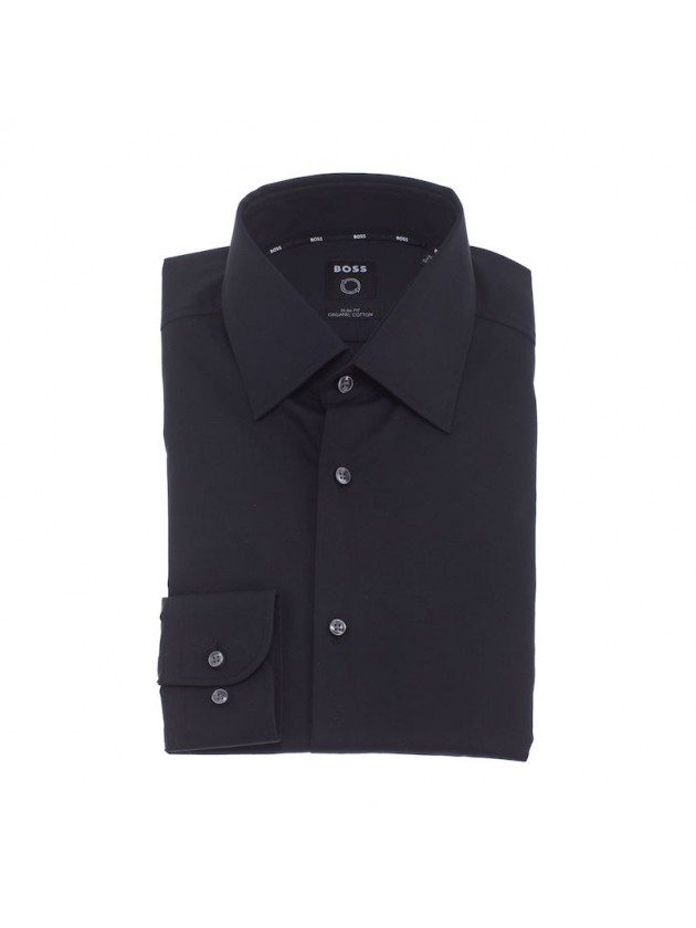 BOSS ΠΟΥΚΑΜΙΣΟ ΜΑΥΡΟ SLIM FIT