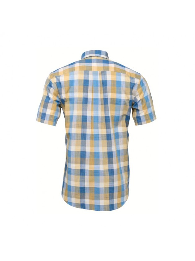 FYNCH HATTON PLAID SHIRT BLUE-YELLOW