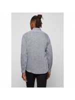 BOSS ΠΟΥΚΑΜΙΣΟ ΛΙΝΟ ΓΚΡΙ REGULAR FIT