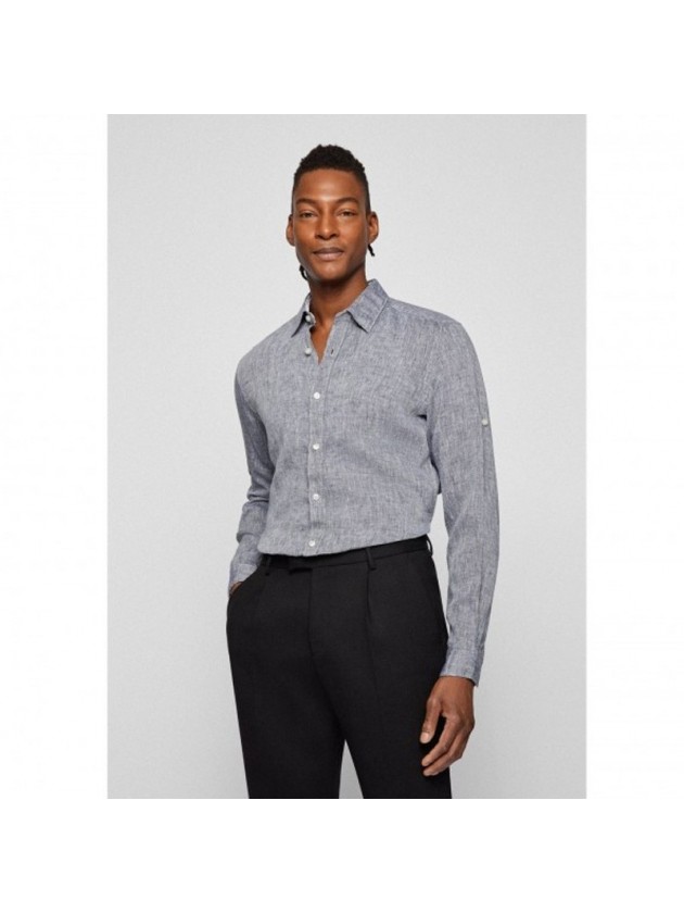 BOSS ΠΟΥΚΑΜΙΣΟ ΛΙΝΟ ΓΚΡΙ REGULAR FIT