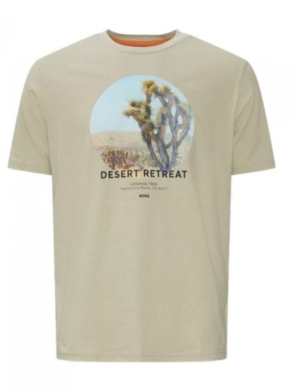 BOSS T-SHIRT ΜΠΕΖ ΜΕ ΣΤΑΜΠΑ